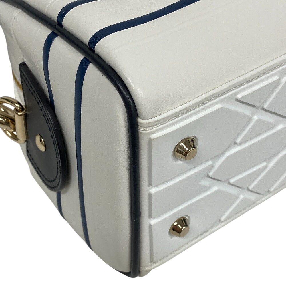 Christian Dior Handbag leather white 83-MA-0212X Vibe Bowling bag Women