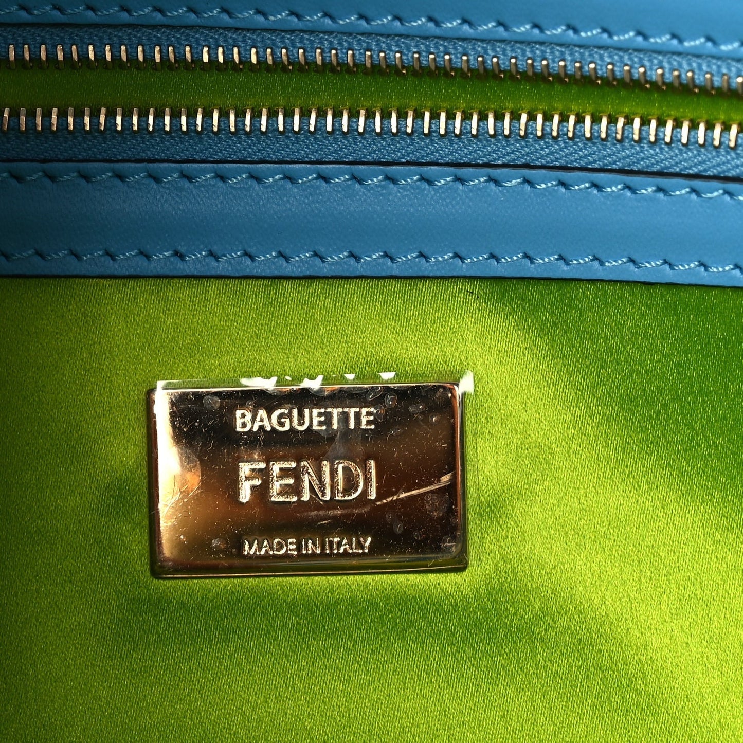 Fendi X SARAH COLEMAN Glazed Canvas Vitello King FF Vertigo Baguette 1997 Cyber Blue White