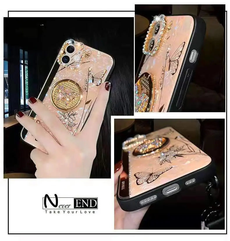 Rhinestone Butterfly phone case For iphone