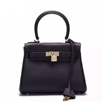 Luxury Hermes Kelly 25Cm Togo Leather Bag Black Gold