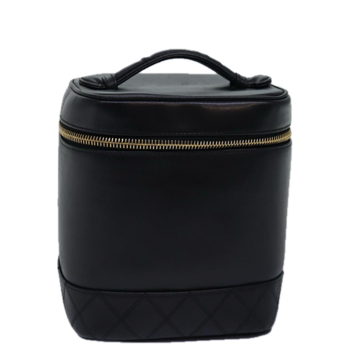 Chanel Bicolole Vanity Cosmetic Pouch Leather Black CC Auth bs14989