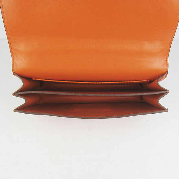 Luxury Hermes Calf Leather Message Bag Orange Golden