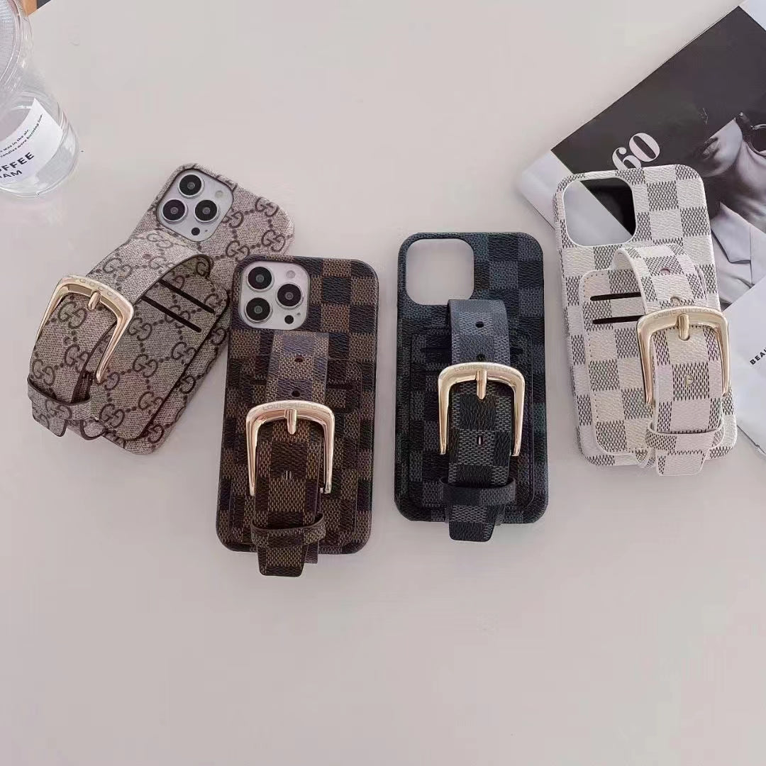 Luxury Leather card Wrist strap phone case FOR IPHONE