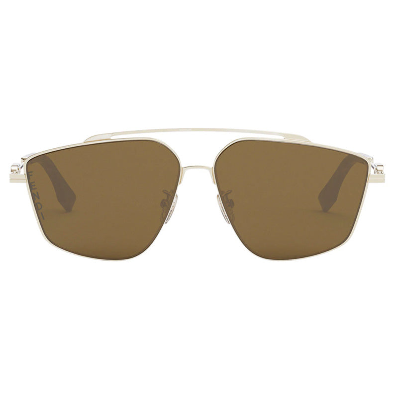 Fendi Sunglasses Aviator Full Rim, White Gold Frame and Brown Lens FE40079U32E