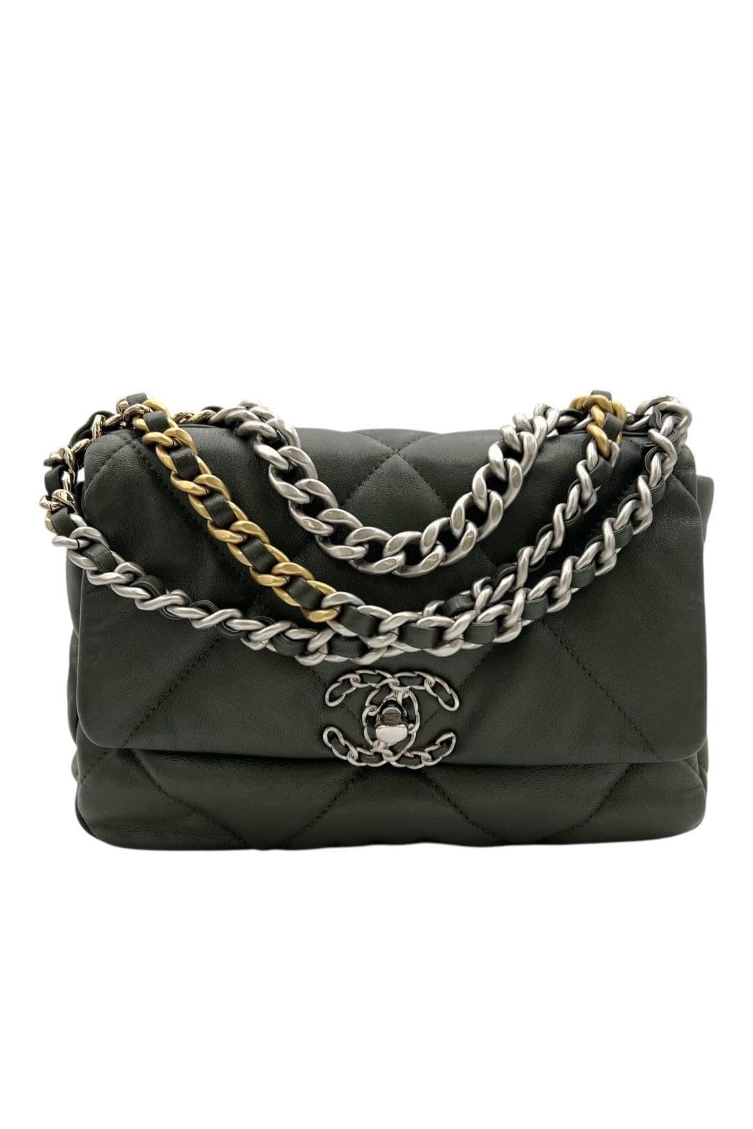 Chanel Small Lambskin Green Shoulder Bag