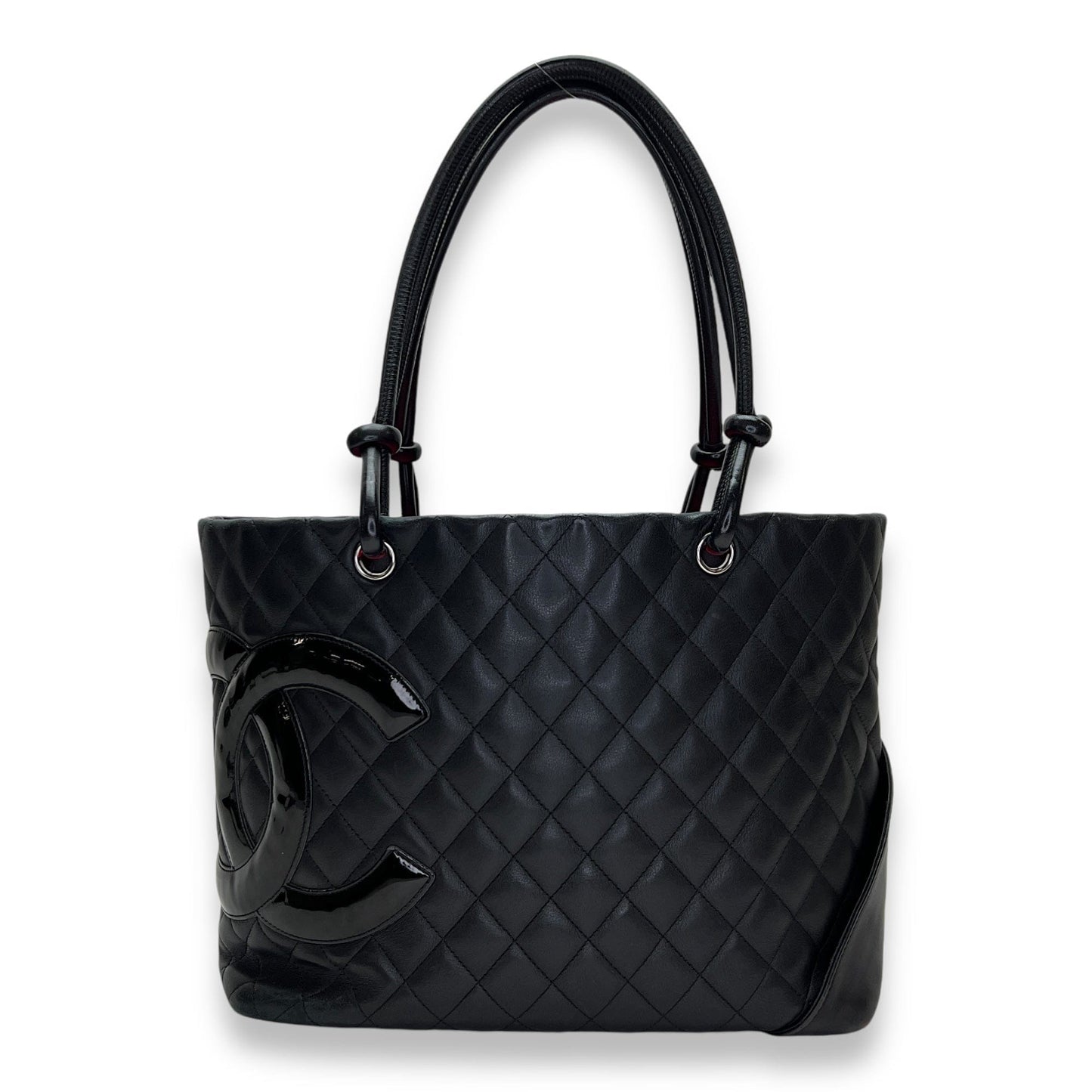 Chanel Cambon Lambskin Black Silver Tote
