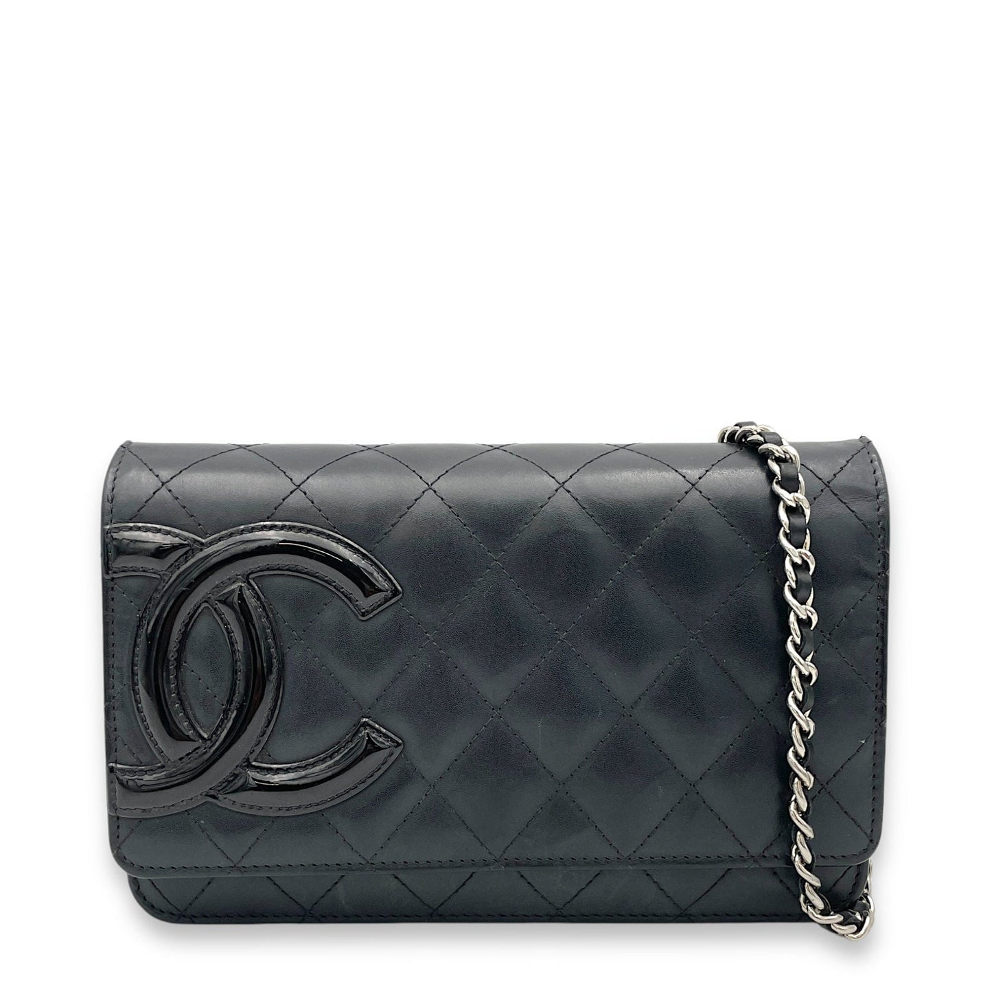 Chanel Cambon Calfskin Black Silver Chain Crossbody Style