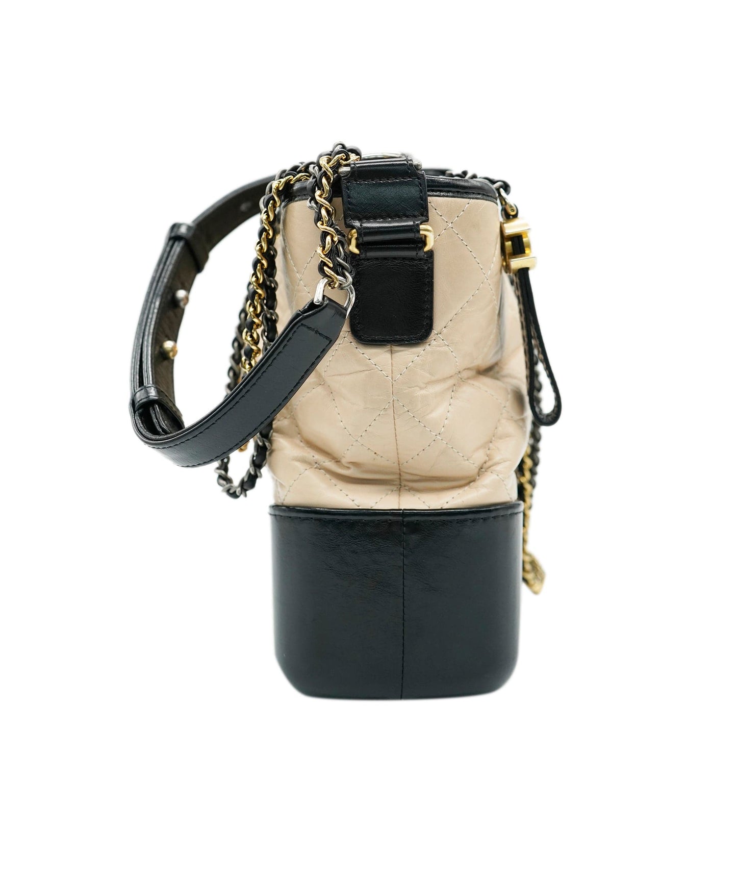 Chanel Gabrielle Medium Lambskin Black Beige Crossbody
