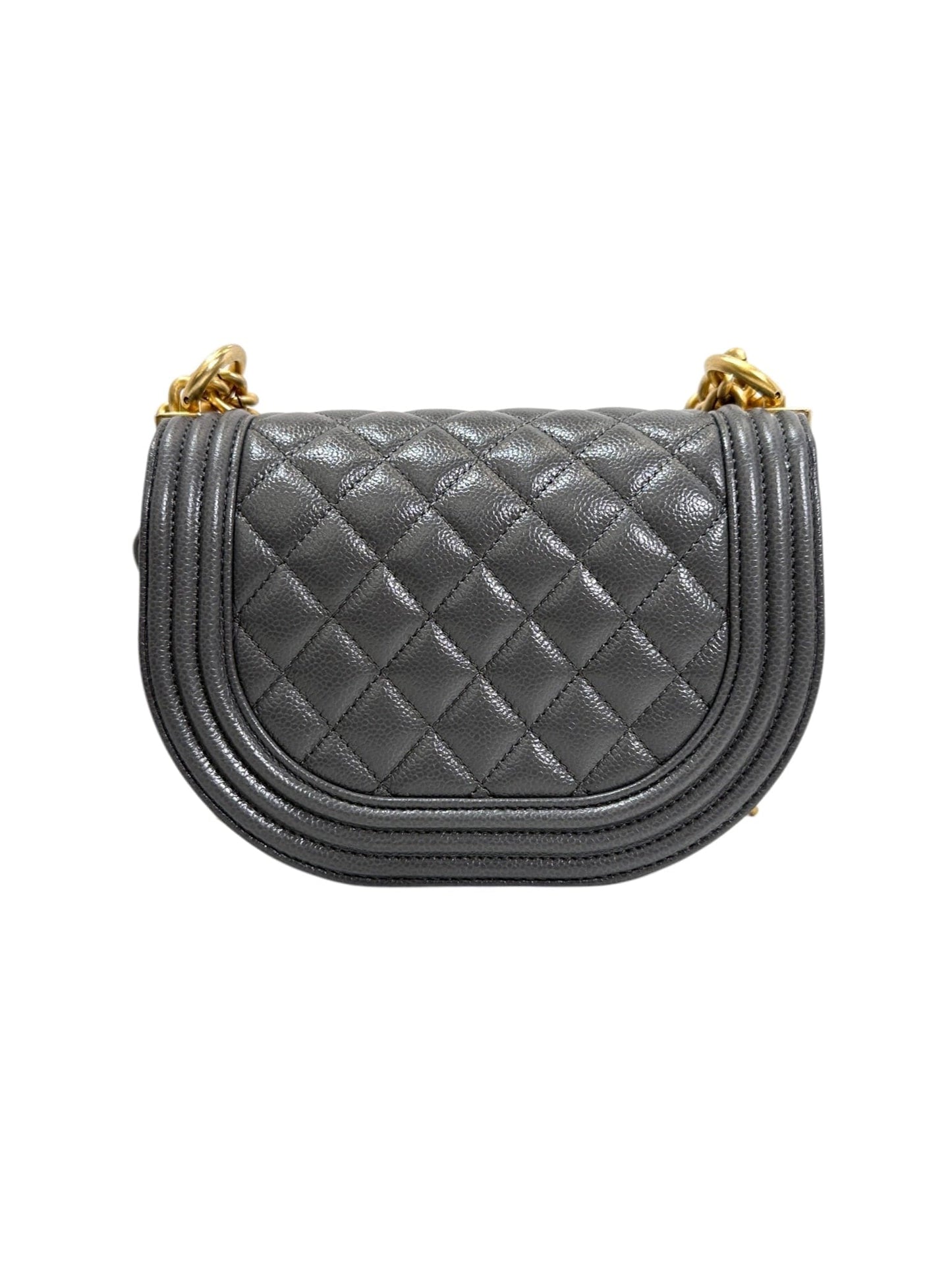 Chanel Saddle Caviar Grey Handbag