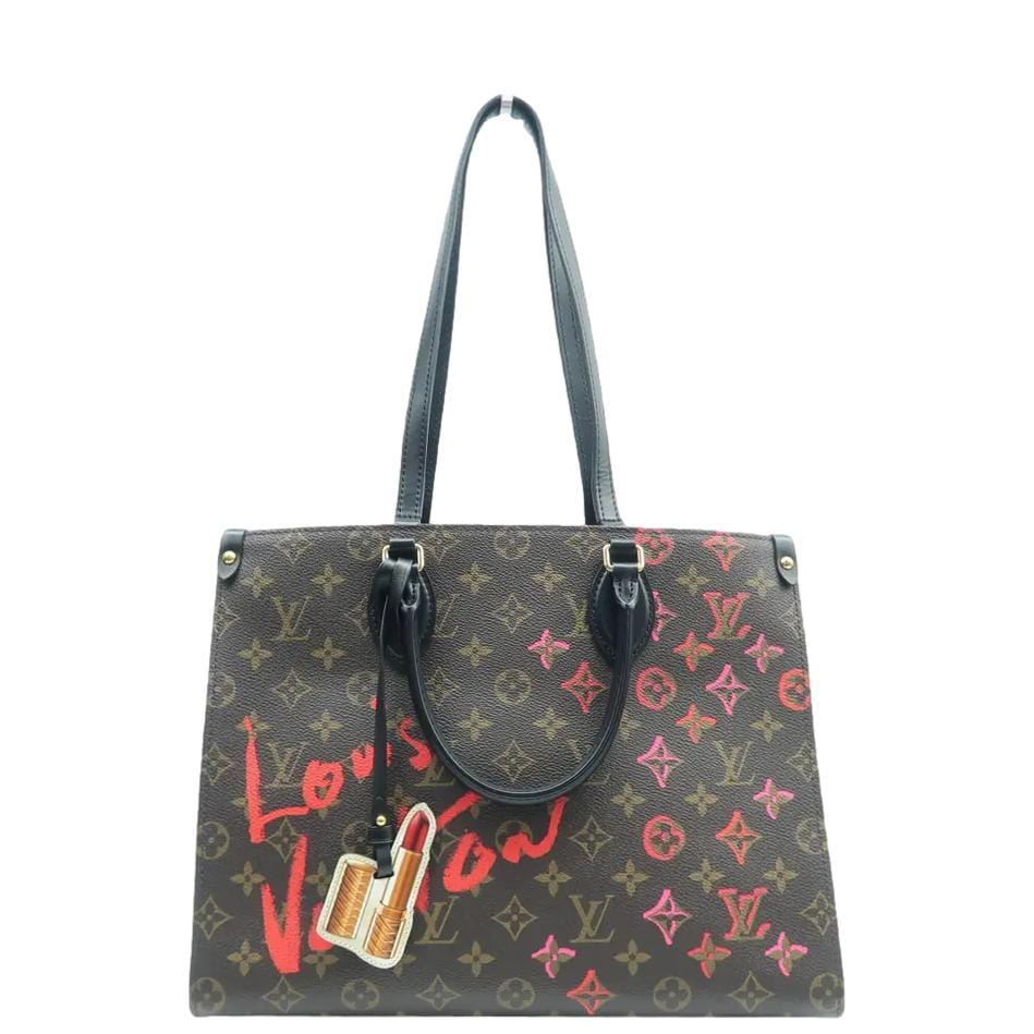 LOUIS VUITTON Fall In Love Onthego MM Monogram Canvas Tote Shoulder Bag Black