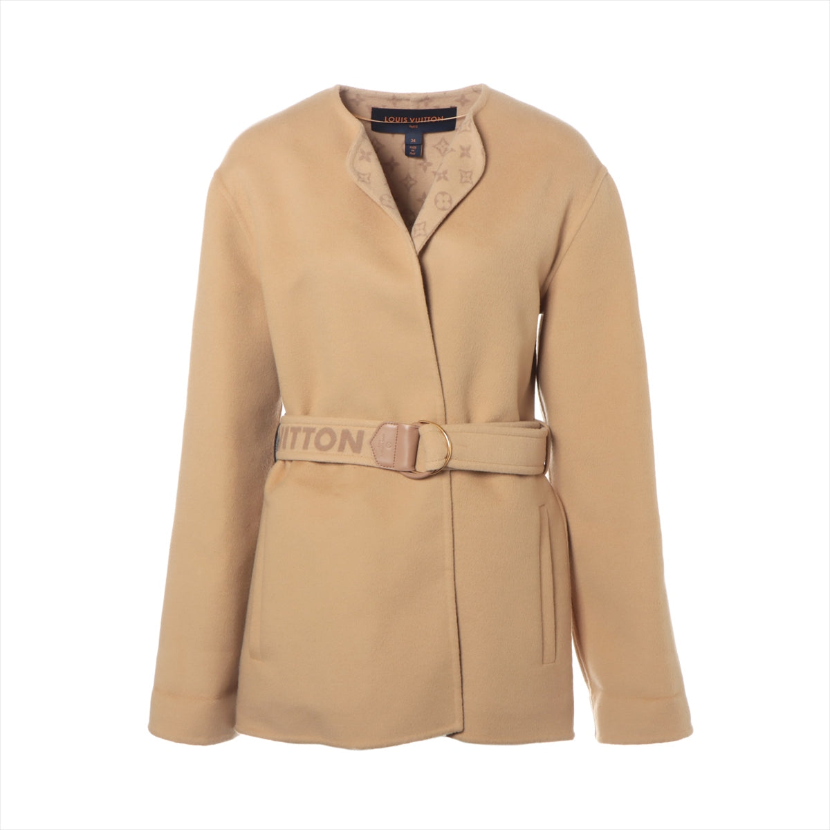 Louis Vuitton 22AW Wool Short Coat 34 Beige RW222W Monogram Hairy Stitched