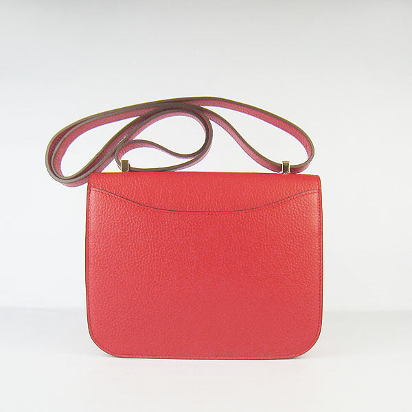 Luxury Hermes Constance Cowskin Leather Bag Red Golden