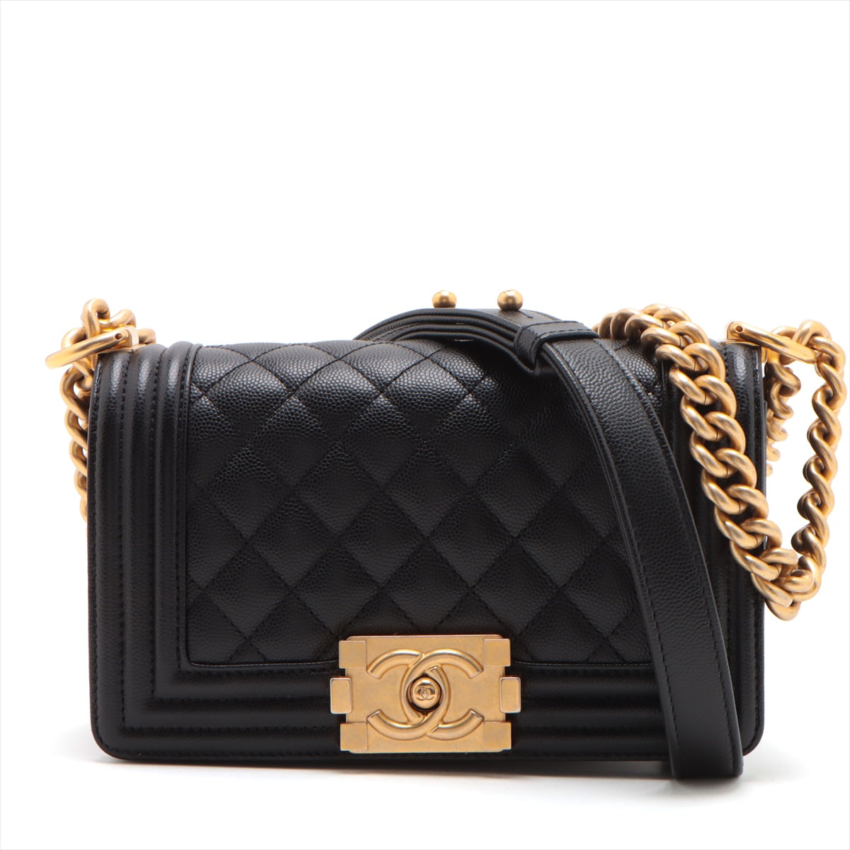 Chanel Boy Small Caviar Black Chain Shoulder Bag Style 2
