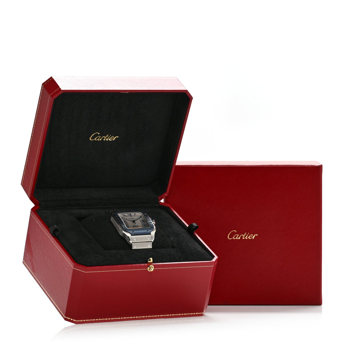 Stainless Steel 39.8mm Santos De Cartier Automatic Watch Grey