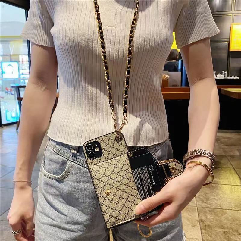 New Luxury Insert card Crossbody phone case for iPhone