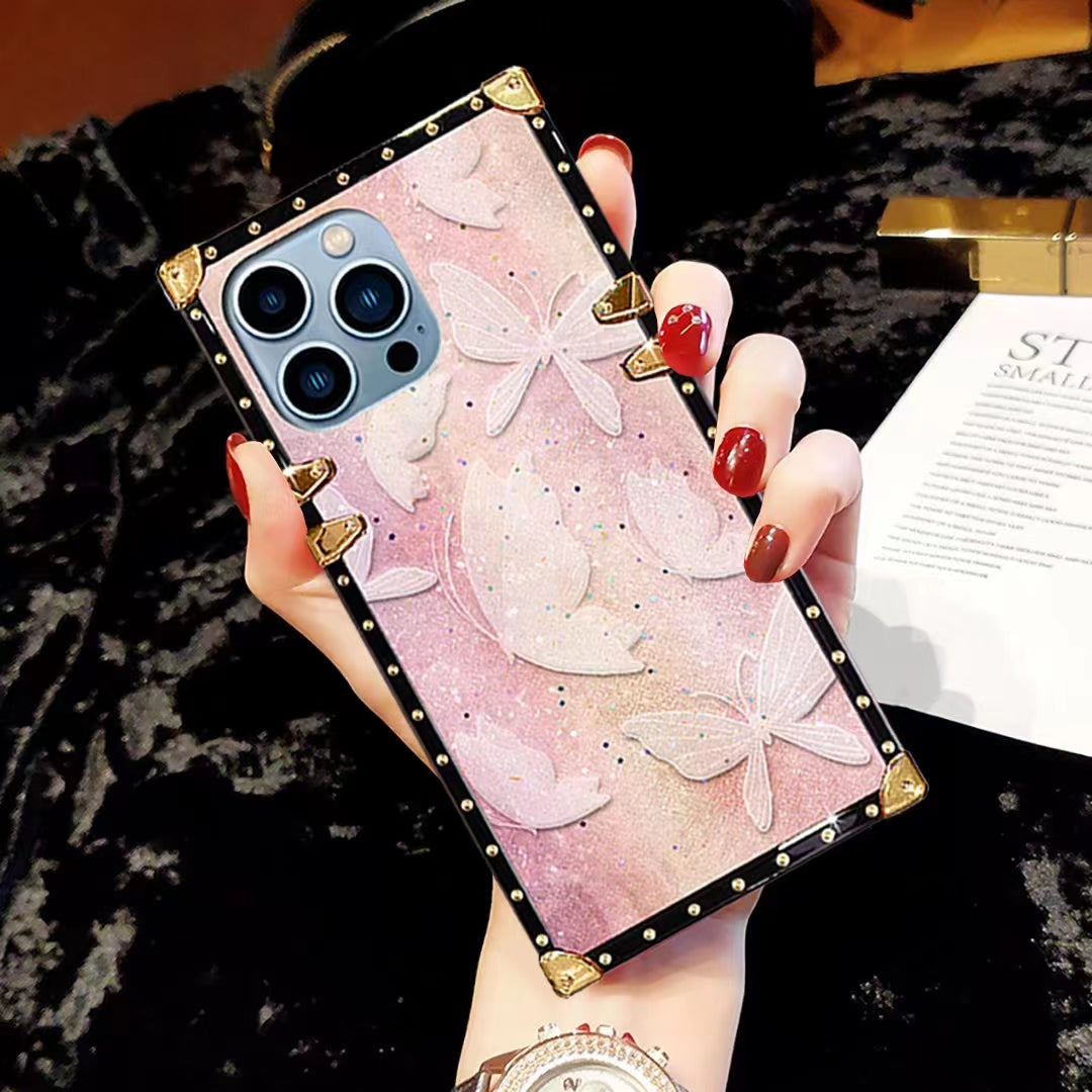 Luxury butterfly Square Phone Case for iPhone