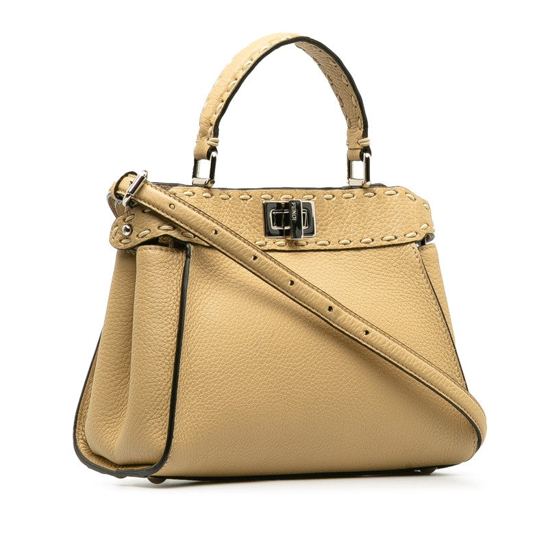 Fendi Mamma Baguette Canvas Leather 2Way Bag