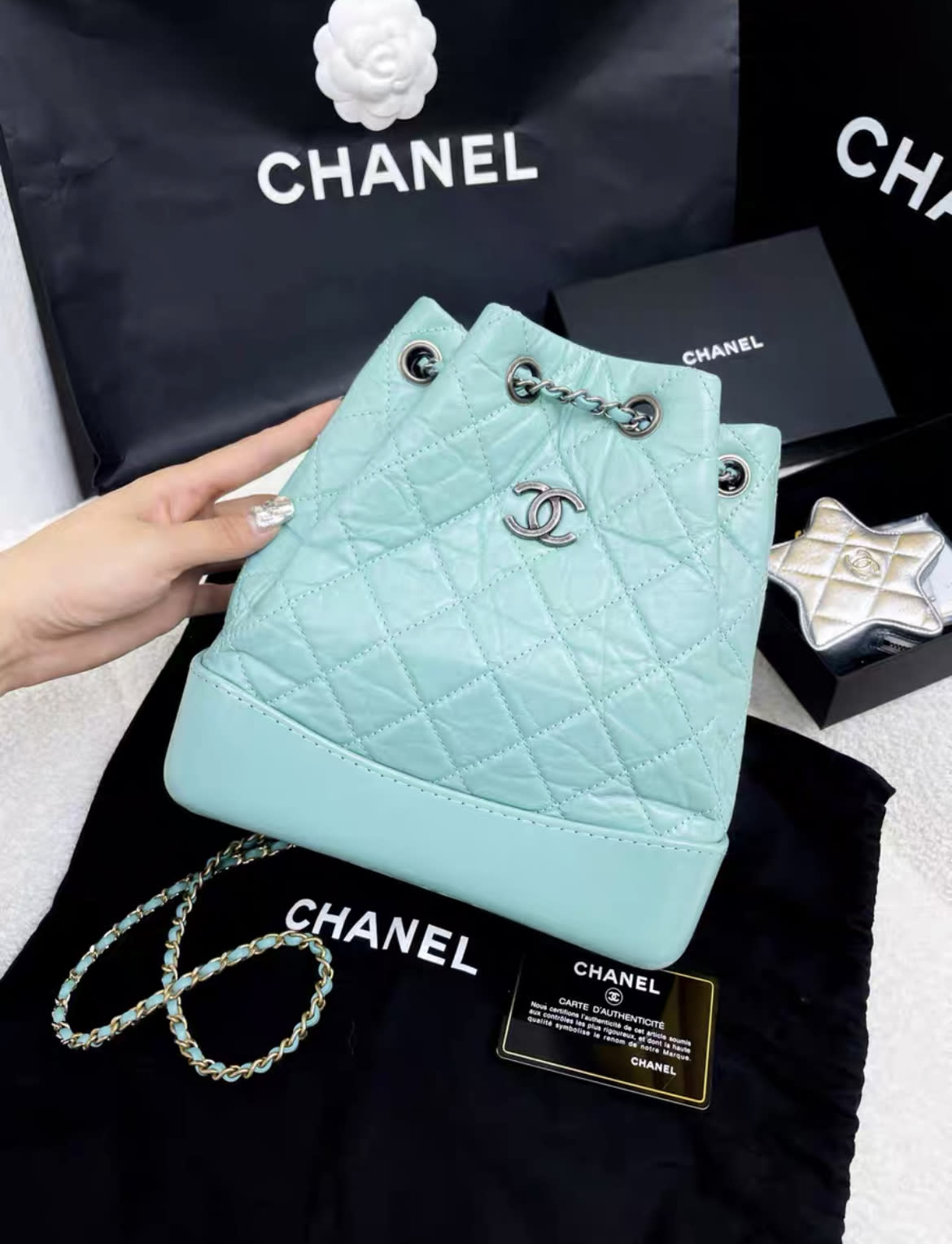 Chanel Luxury Leather Blue Shoulder Bag