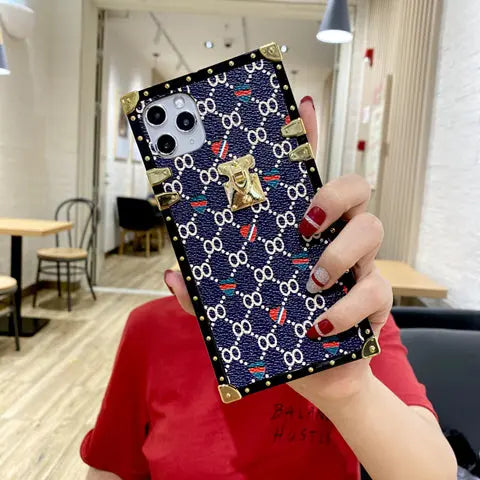 Fashion Square Geometric Leather Case