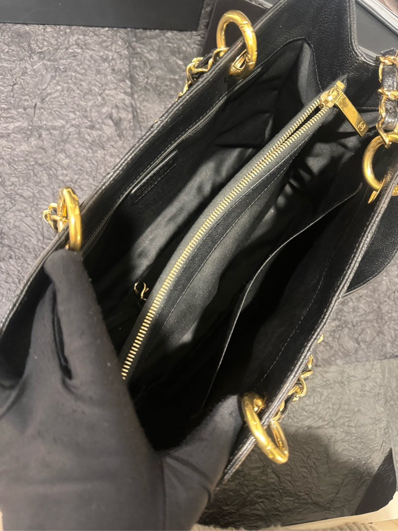 Chanel Medium Caviar Black Gold Shoulder Bag Style