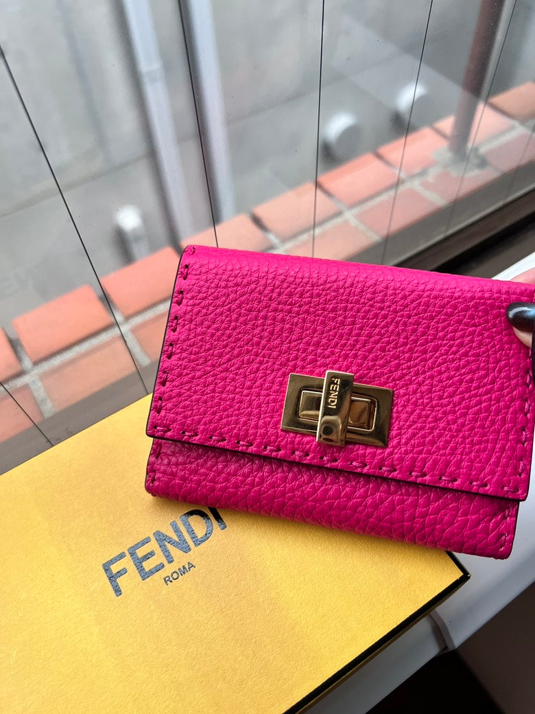 Fendi Leather Compact Wallet AG093 Pink