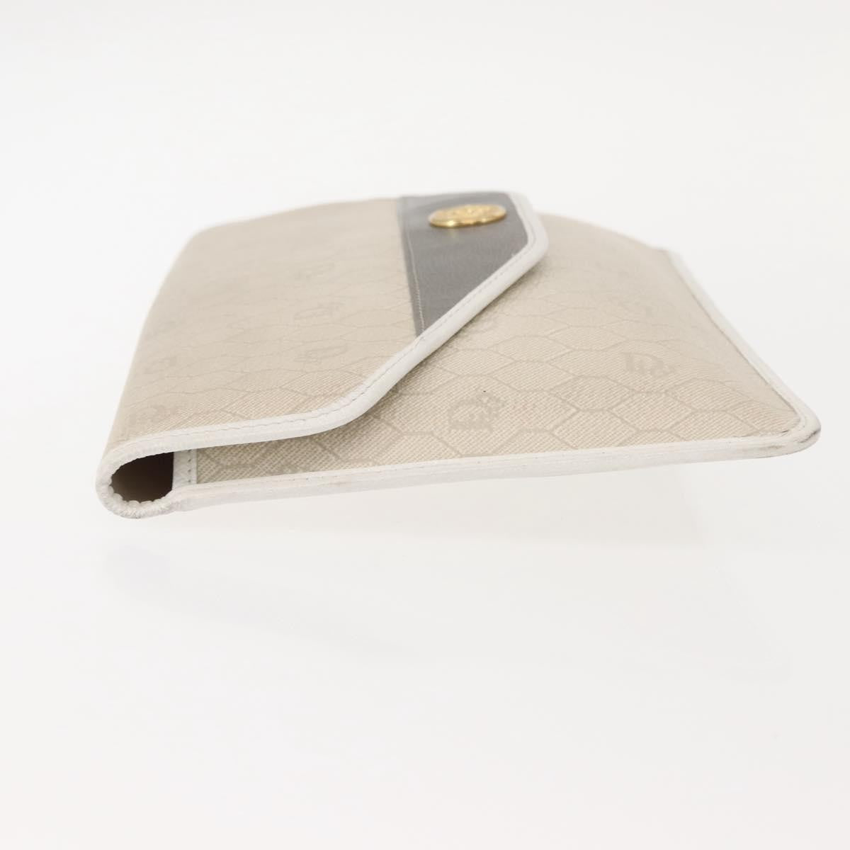 Christian Dior Honeycomb Clutch Canvas White Canvas Clutche Pouche Bag