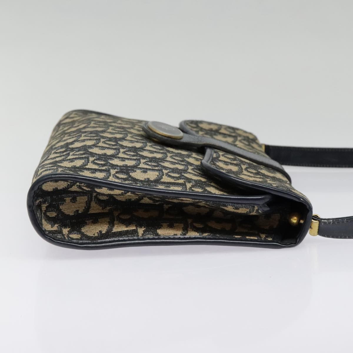 Christian Dior Flap Crossbody Bag Canvas Navy Canvas Shoulder Bag Bag