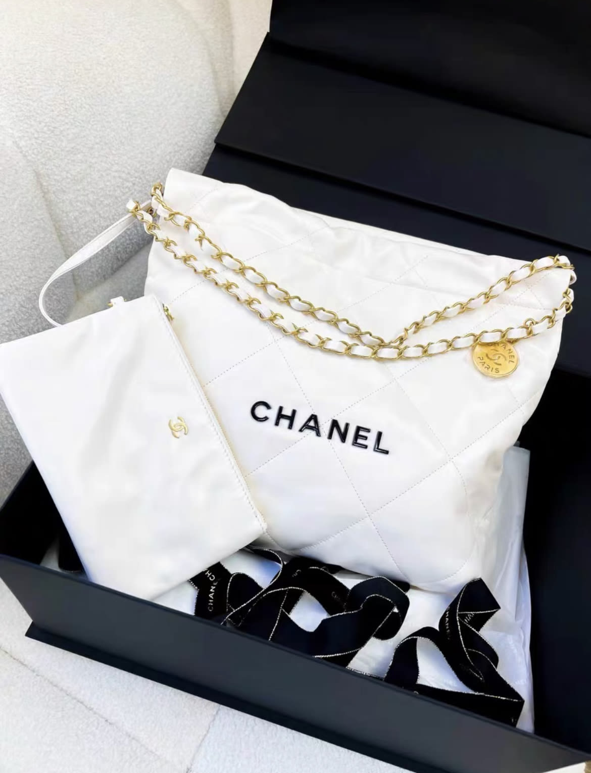 Chanel Chanel 22 Calfskin Black Shoulder Bag