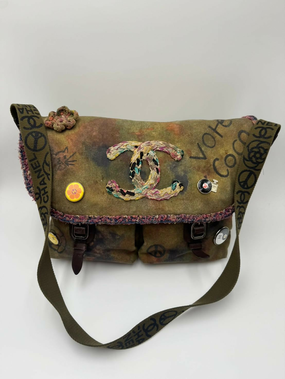 Chanel Graffiti Canvas Messenger Bag Large Size