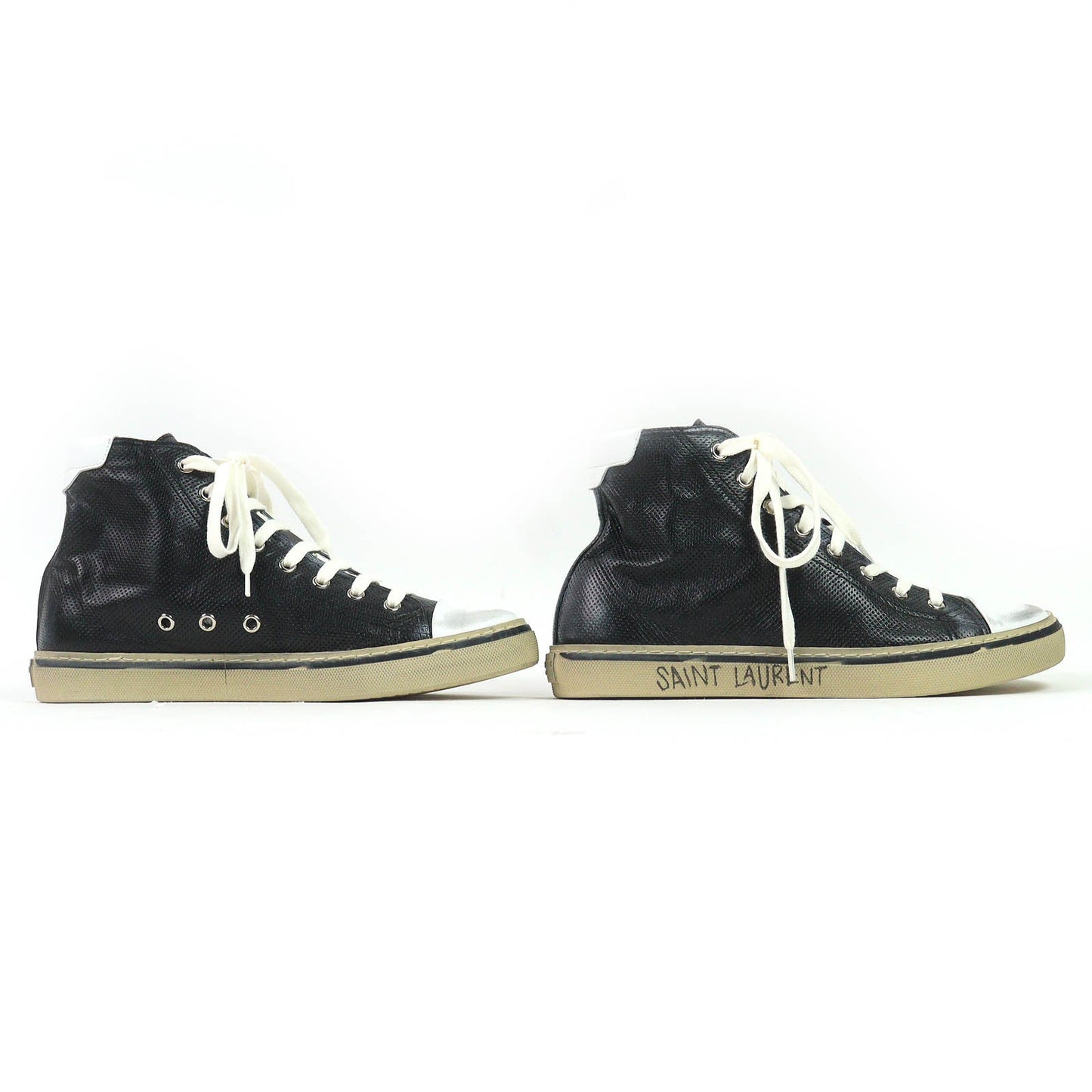Saint Laurent Paris High Cut Sneakers Leather Sneakers