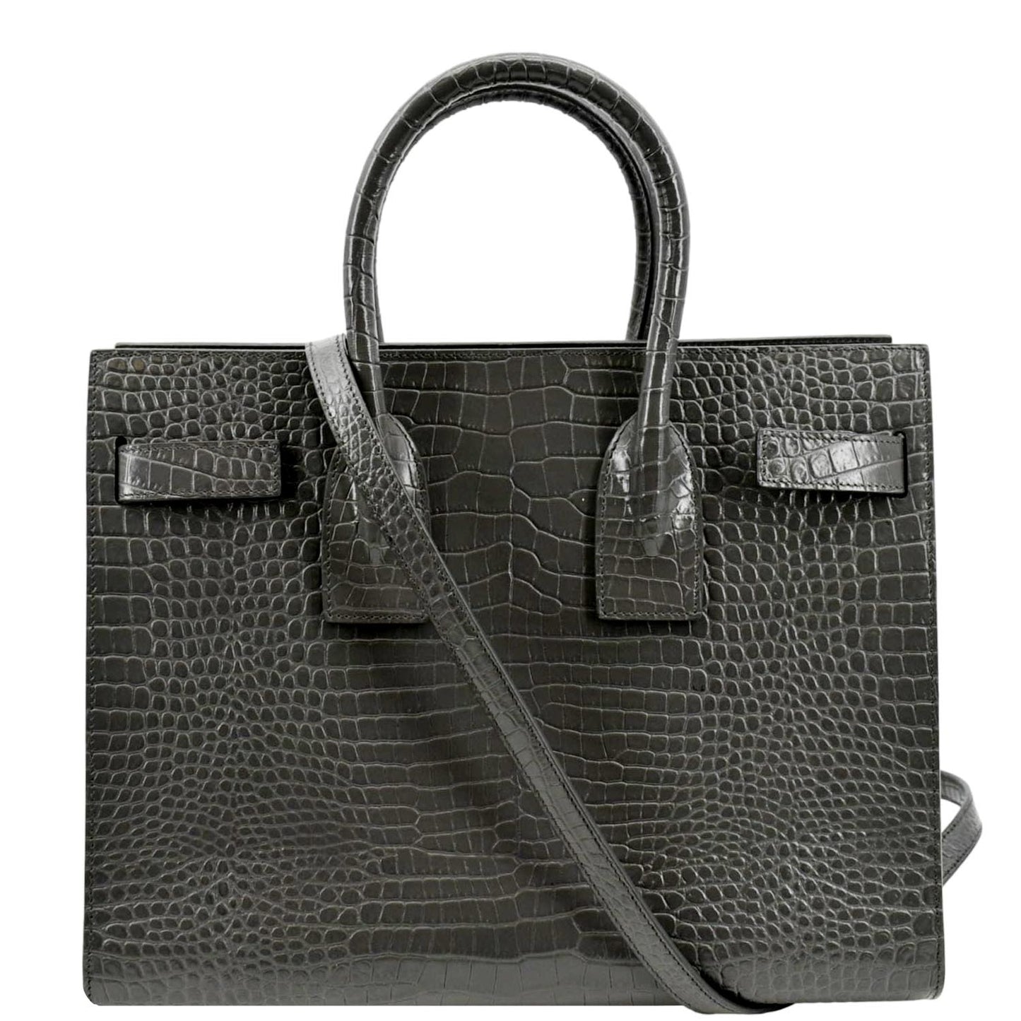 Saint Laurent Sac De Jour Crocodile Red Handbag Crocodile