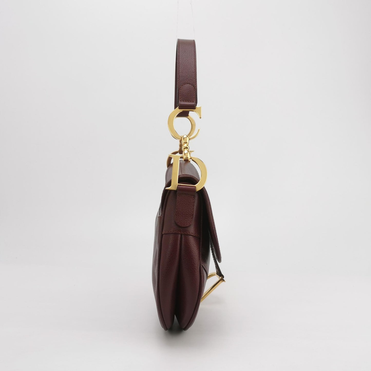 Dior Saddle Burgundy Purple Wine Calfskin Leather Gold Hardware Shoulder Bag