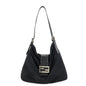 FENDI Polyester Leather Shoulder Bag Black 26727