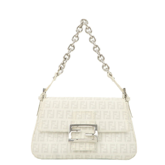 FENDI Mini Mamma Baguette Zucchino Canvas Leather Shoulder Bag