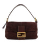 FENDI Suede Leather Shoulder Bag Dark Brown 26424