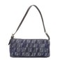 FENDI Zucchino Canvas Leather Shoulder Bag Pouch Navy 8BR249