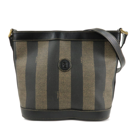 FENDI Pequin PVC Leather Shoulder Bag Black Brown 11644