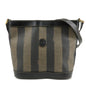 FENDI Pequin PVC Leather Shoulder Bag Black Brown 11644