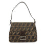 FENDI Mamma Baguette Zucca Canvas Leather Shoulder Bag 26325