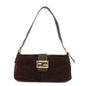 FENDI Suede Leather Shoulder Bag Dark Brown 26722
