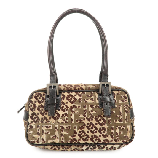 FENDI FF Unborn Calf Leather Mini Boston Bag Hand Bag 8BN004
