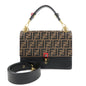 FENDI Zucca KAN I Leather 2Way Bag Hand Bag Brown Black 8BT283