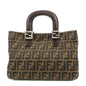 FENDI Zucca Canvas Leather Tote Bag Black Brown 26693