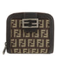 FENDI Zucchino Canvas Leather Zippy Around Bi-fold Wallet