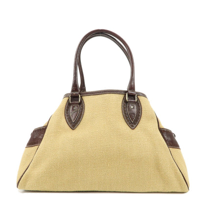 FENDI Ethnico Zucca Canvas Leather Shoulder Bag Beige Brown 8BN162