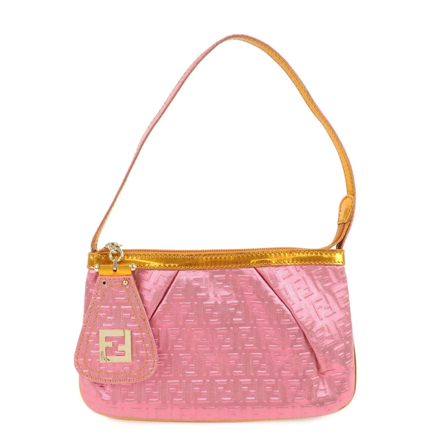 FENDI Zucchino PVC Patent Leather Shoulder Bag Hand Bag Pink Gold