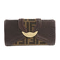 FENDI Zucca Canvas Leather W Hook Bifold Long Wallet 8N0032