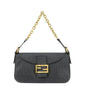 FENDI Zucchino PVC Leather Chain Shoulder Bag Gray Black 8BR003