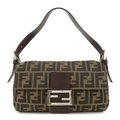 FENDI Zucca Mamma Buguette Canvas Shoulder Bag Brown Black 26424