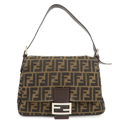 FENDI Mamma Baguette Zucca Canvas Leather Shoulder Bag 26325